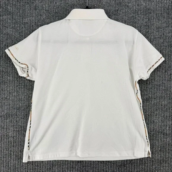 Burberrys of London Polo Shirt XL White Nova Check Trim Vintage Mens - Picture 5 of 10